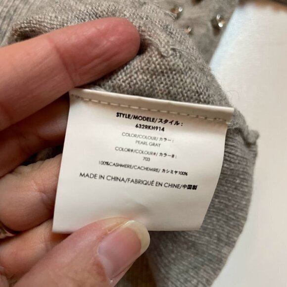 Micheal Kors Cashmere Sweater Cardigan Jacket Grey Studded - Picture 9 of 9